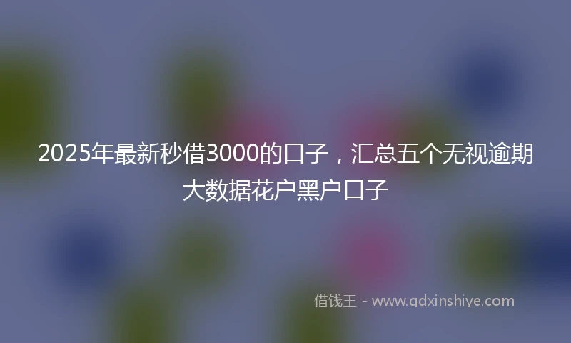 2025年最新秒借3000的口子，汇总五个无视逾期大数据花户黑户口子