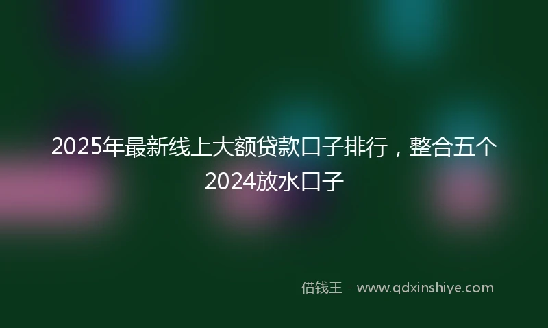2025年最新线上大额贷款口子排行，整合五个2024放水口子
