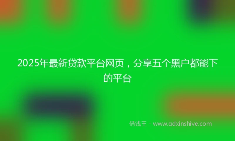 2025年最新贷款平台网页，分享五个黑户都能下的平台