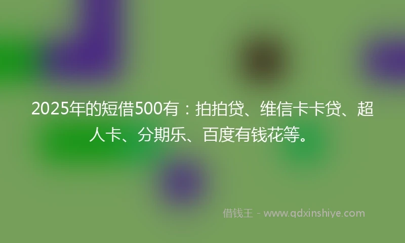 2025年的短借500有：拍拍贷、维信卡卡贷、超人卡、分期乐、百度有钱花等。