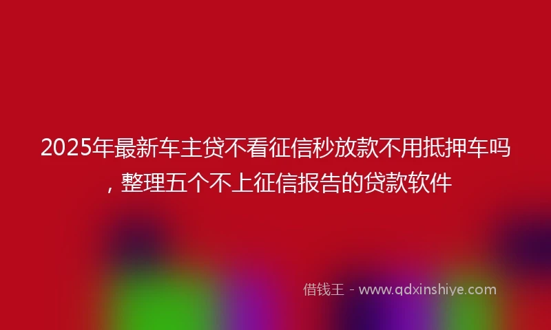 2025年最新车主贷不看征信秒放款不用抵押车吗，整理五个不上征信报告的贷款软件