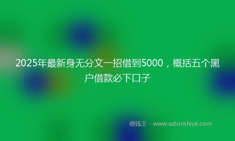 2025年最新身无分文一招借到5000,概括五个黑户借款必下口子