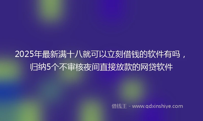 2025年最新满十八就可以立刻借钱的软件有吗，归纳5个不审核夜间直接放款的网贷软件