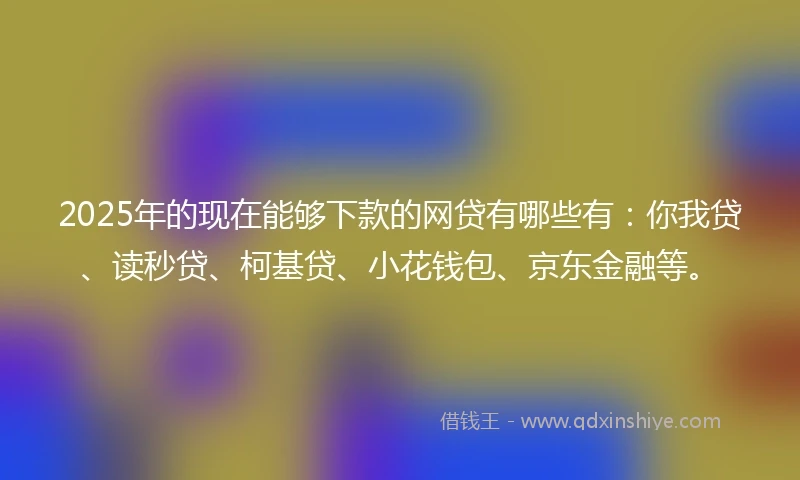 2025年的现在能够下款的网贷有哪些有：你我贷、读秒贷、柯基贷、小花钱包、京东金融等。