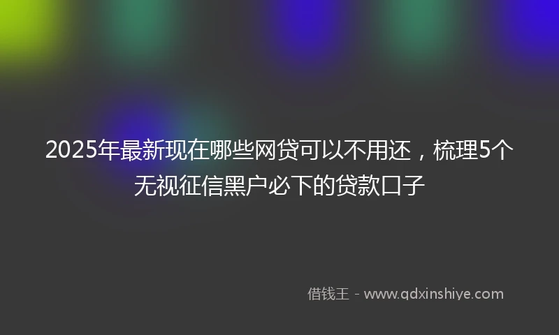 2025年最新现在哪些网贷可以不用还，梳理5个无视征信黑户必下的贷款口子