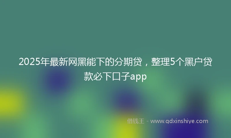 2025年最新网黑能下的分期贷，整理5个黑户贷款必下口子app