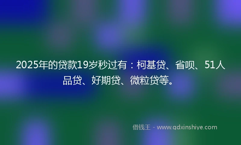 2025年的贷款19岁秒过有:柯基贷、省呗、51人品贷、好期贷、微粒贷等。