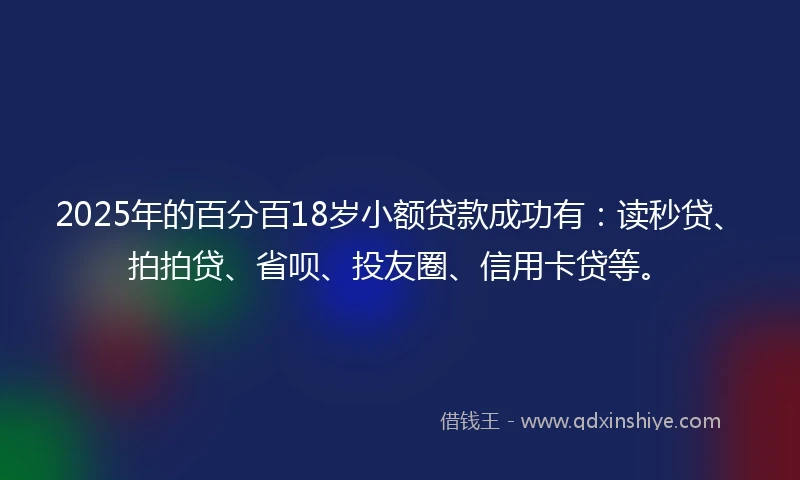 2025年的百分百18岁小额贷款成功有：读秒贷、拍拍贷、省呗、投友圈、信用卡贷等。