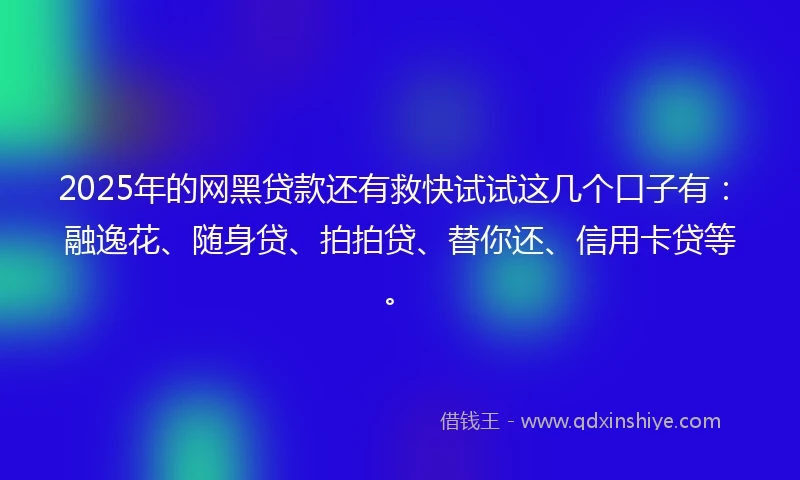 2025年的网黑贷款还有救快试试这几个口子有：融逸花、随身贷、拍拍贷、替你还、信用卡贷等。