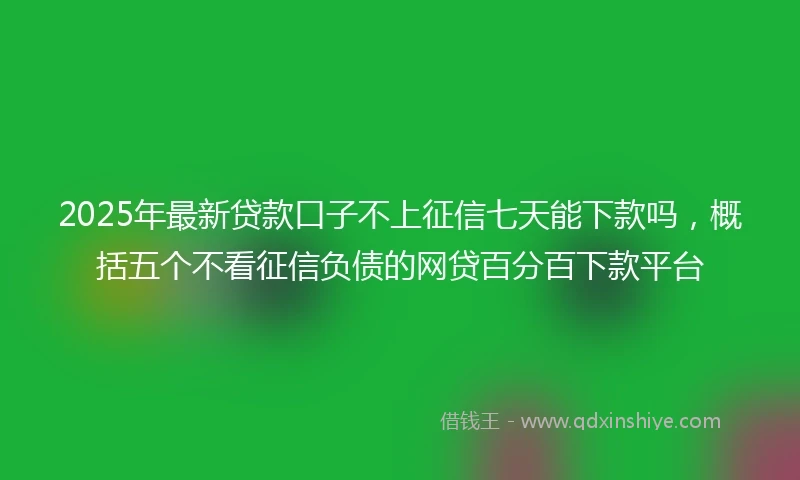 2025年最新贷款口子不上征信七天能下款吗，概括五个不看征信负债的网贷百分百下款平台
