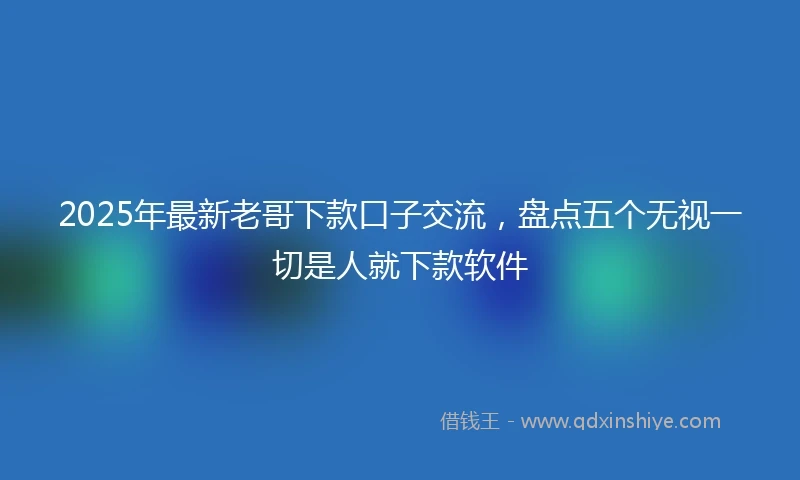 2025年最新老哥下款口子交流，盘点五个无视一切是人就下款软件