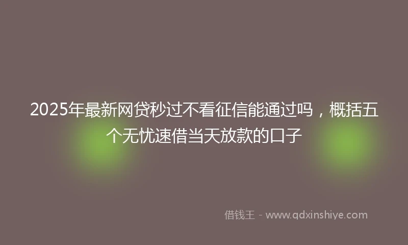 2025年最新网贷秒过不看征信能通过吗，概括五个无忧速借当天放款的口子