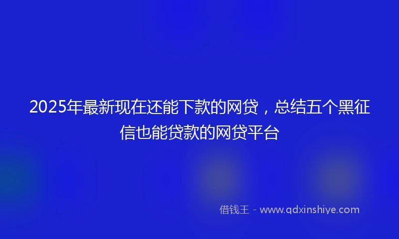 2025年最新现在还能下款的网贷，总结五个黑征信也能贷款的网贷平台