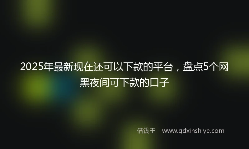 2025年最新现在还可以下款的平台，盘点5个网黑夜间可下款的口子