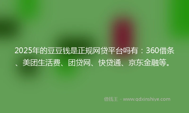 2025年的豆豆钱是正规网贷平台吗有：360借条、美团生活费、团贷网、快贷通、京东金融等。