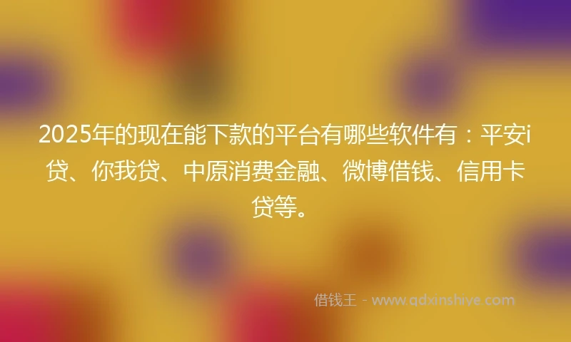 2025年的现在能下款的平台有哪些软件有：平安i贷、你我贷、中原消费金融、微博借钱、信用卡贷等。