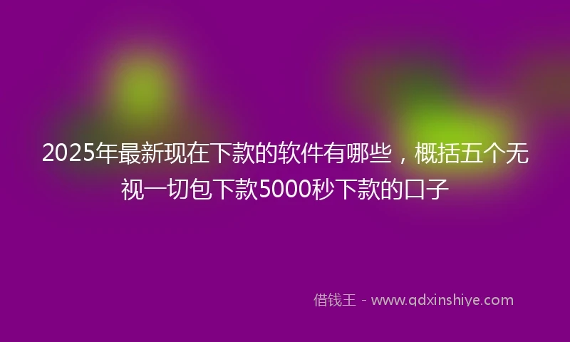 2025年最新现在下款的软件有哪些，概括五个无视一切包下款5000秒下款的口子