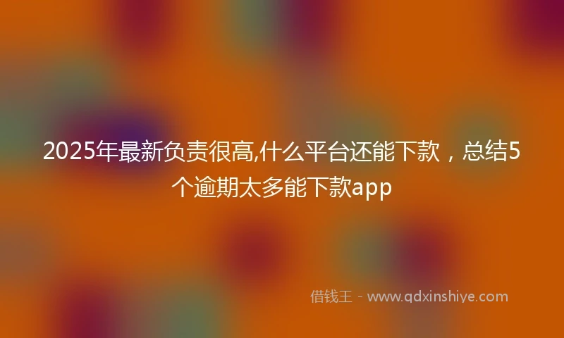 2025年最新负责很高,什么平台还能下款，总结5个逾期太多能下款app