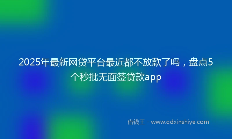 2025年最新网贷平台最近都不放款了吗，盘点5个秒批无面签贷款app