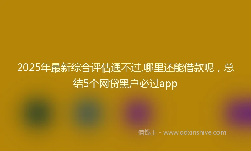 2025年最新综合评估通不过,哪里还能借款呢，总结5个网贷黑户必过app