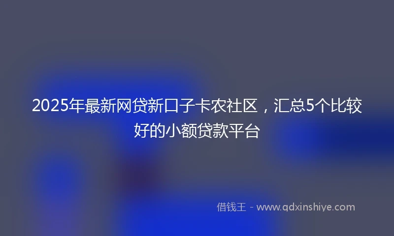 2025年最新网贷新口子卡农社区，汇总5个比较好的小额贷款平台