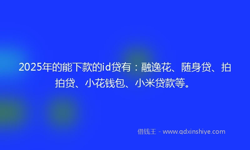 2025年的能下款的id贷有：融逸花、随身贷、拍拍贷、小花钱包、小米贷款等。