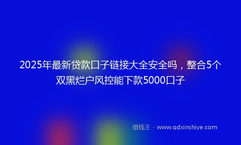 2025年最新贷款口子链接大全安全吗，整合5个双黑烂户风控能下款5000口子