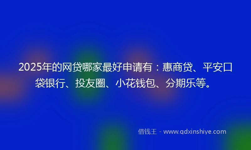 2025年的网贷哪家最好申请有：惠商贷、平安口袋银行、投友圈、小花钱包、分期乐等。