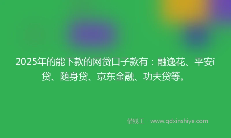 2025年的能下款的网贷口子款有：融逸花、平安i贷、随身贷、京东金融、功夫贷等。