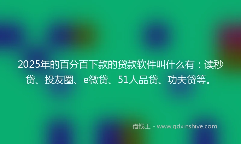 2025年的百分百下款的贷款软件叫什么有：读秒贷、投友圈、e微贷、51人品贷、功夫贷等。