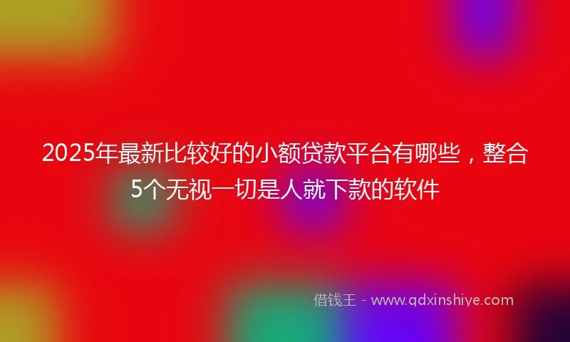 2025年最新比较好的小额贷款平台有哪些，整合5个无视一切是人就下款的软件