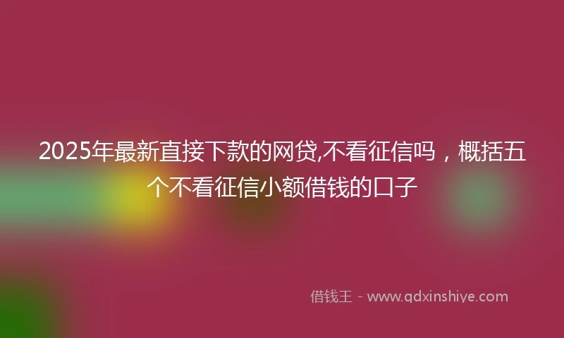 2025年最新直接下款的网贷,不看征信吗，概括五个不看征信小额借钱的口子