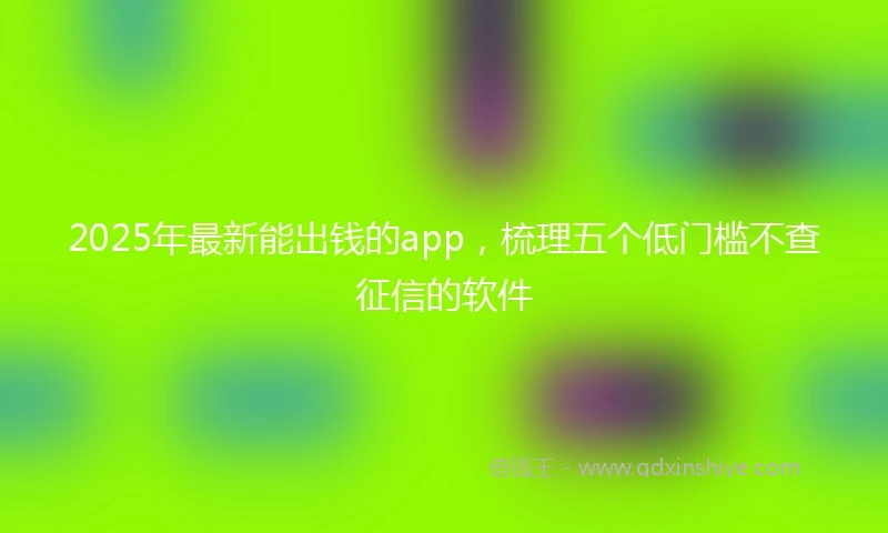 2025年最新能出钱的app，梳理五个低门槛不查征信的软件