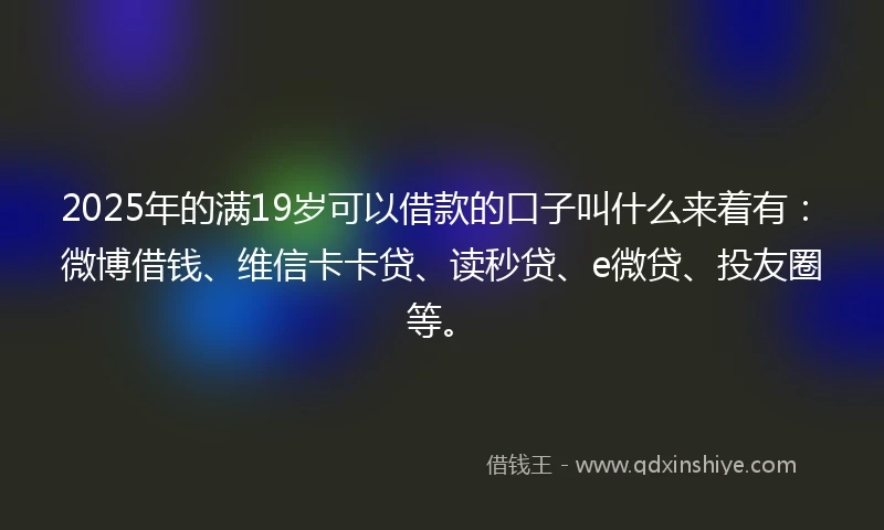 2025年的满19岁可以借款的口子叫什么来着有：微博借钱、维信卡卡贷、读秒贷、e微贷、投友圈等。
