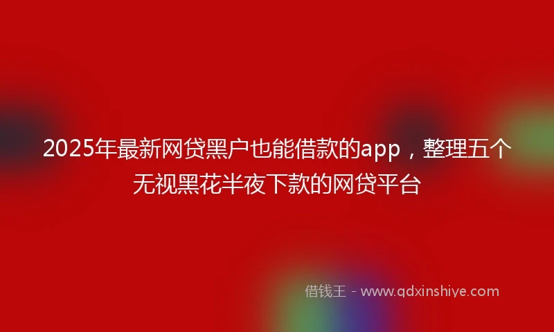 2025年最新网贷黑户也能借款的app，整理五个无视黑花半夜下款的网贷平台