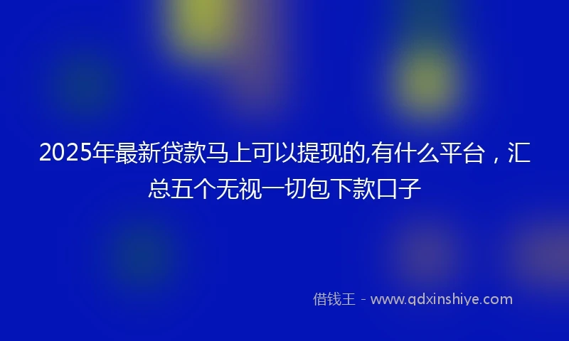 2025年最新贷款马上可以提现的,有什么平台，汇总五个无视一切包下款口子