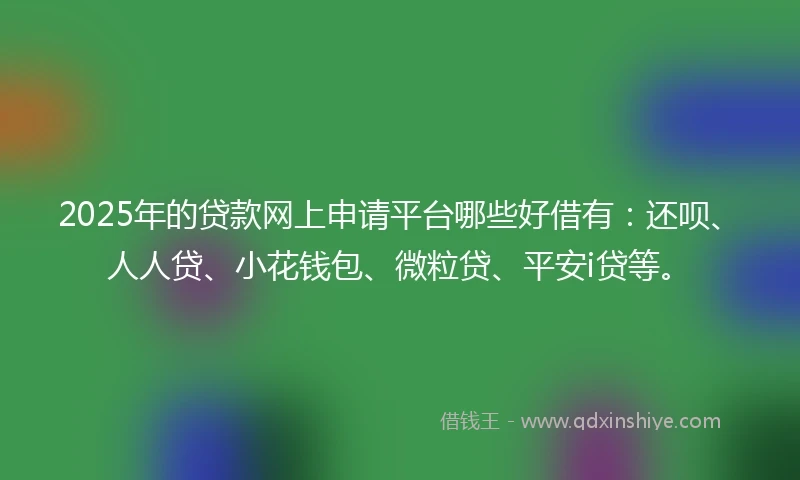 2025年的贷款网上申请平台哪些好借有：还呗、人人贷、小花钱包、微粒贷、平安i贷等。