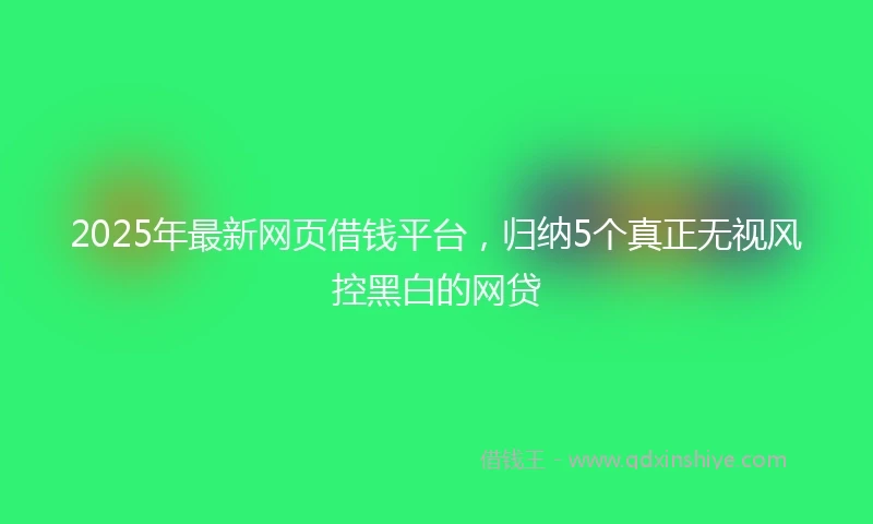 2025年最新网页借钱平台，归纳5个真正无视风控黑白的网贷