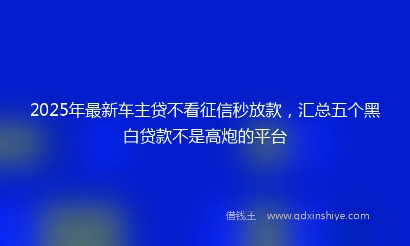 2025年最新车主贷不看征信秒放款，汇总五个黑白贷款不是高炮的平台
