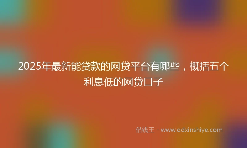 2025年最新能贷款的网贷平台有哪些,概括五个利息低的网贷口子