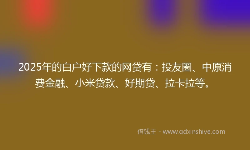 2025年的白户好下款的网贷有：投友圈、中原消费金融、小米贷款、好期贷、拉卡拉等。