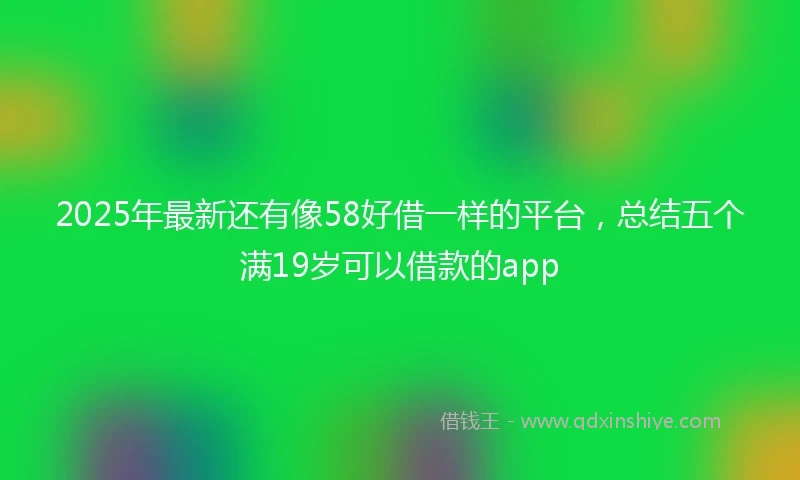 2025年最新还有像58好借一样的平台，总结五个满19岁可以借款的app