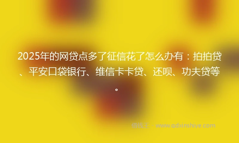 2025年的网贷点多了征信花了怎么办有：拍拍贷、平安口袋银行、维信卡卡贷、还呗、功夫贷等。