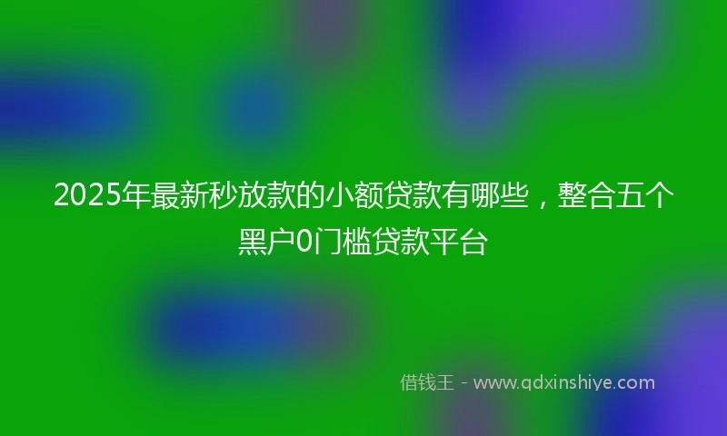 2025年最新秒放款的小额贷款有哪些，整合五个黑户0门槛贷款平台