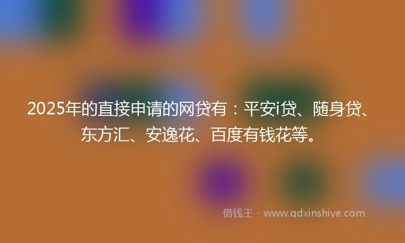 2025年的直接申请的网贷有：平安i贷、随身贷、东方汇、安逸花、百度有钱花等。