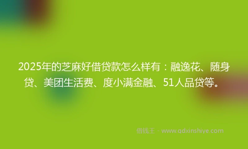 2025年的芝麻好借贷款怎么样有：融逸花、随身贷、美团生活费、度小满金融、51人品贷等。