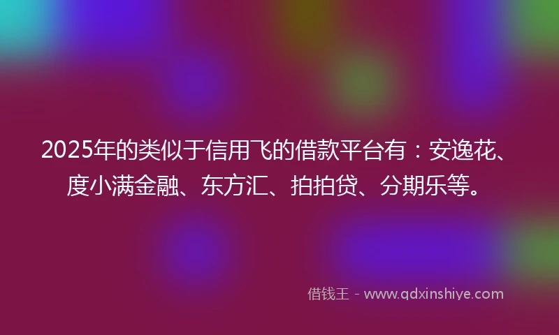 2025年的类似于信用飞的借款平台有：安逸花、度小满金融、东方汇、拍拍贷、分期乐等。