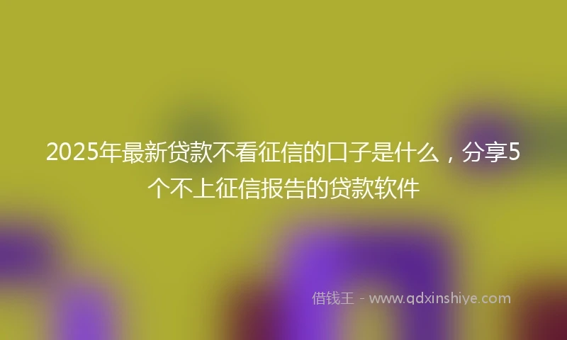 2025年最新贷款不看征信的口子是什么，分享5个不上征信报告的贷款软件