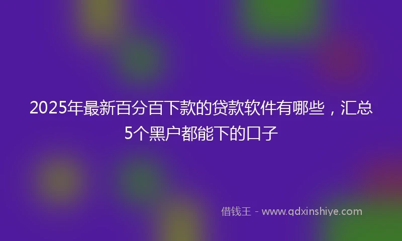 2025年最新百分百下款的贷款软件有哪些，汇总5个黑户都能下的口子