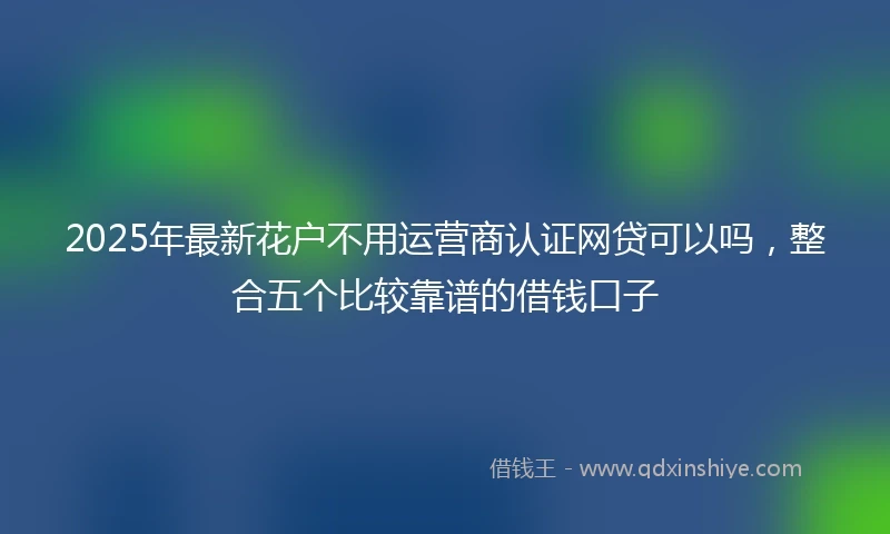 2025年最新花户不用运营商认证网贷可以吗，整合五个比较靠谱的借钱口子